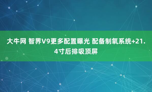 大牛网 智界V9更多配置曝光 配备制氧系统+21.4寸后排吸顶屏
