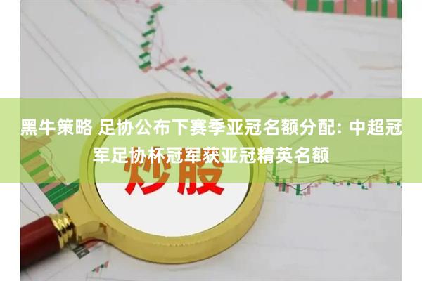 黑牛策略 足协公布下赛季亚冠名额分配: 中超冠军足协杯冠军获亚冠精英名额